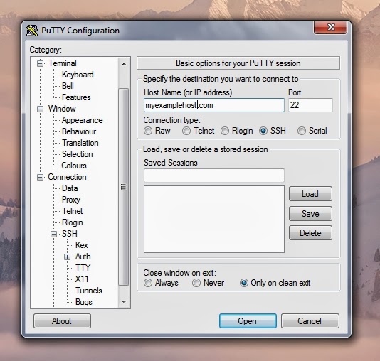 putty ssh tunnel with key