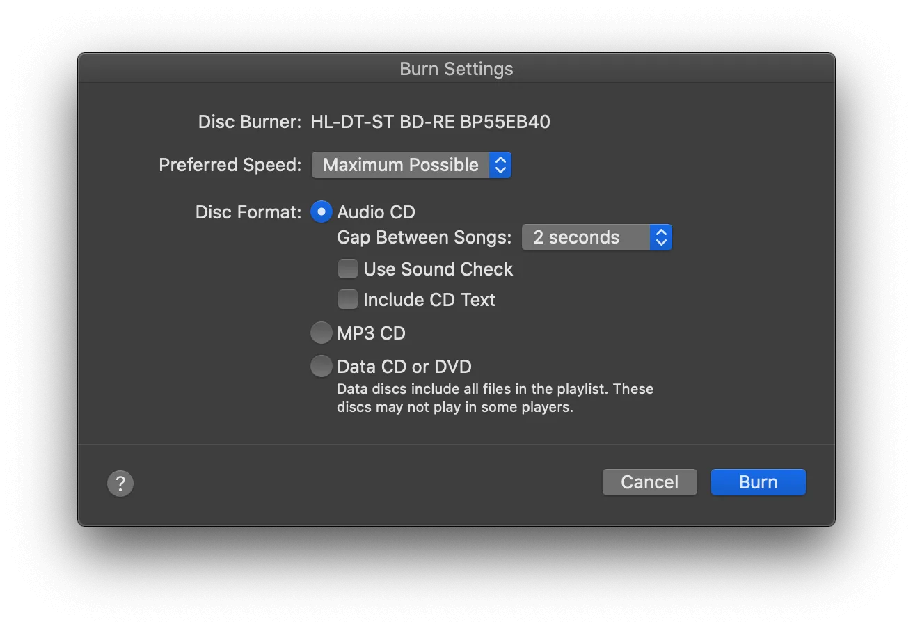 Step 4: Burn Settings