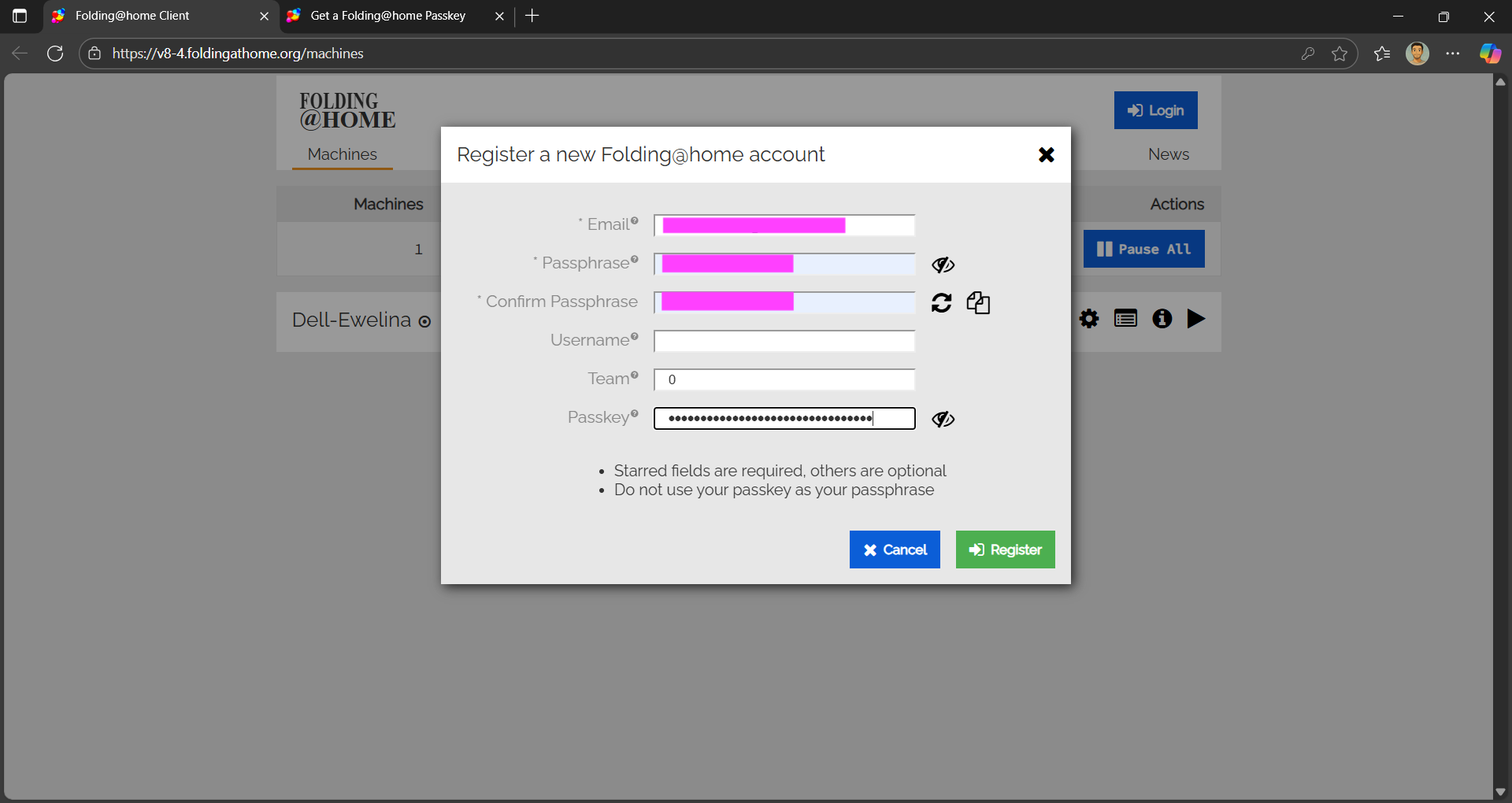 Folding@Home: registration
