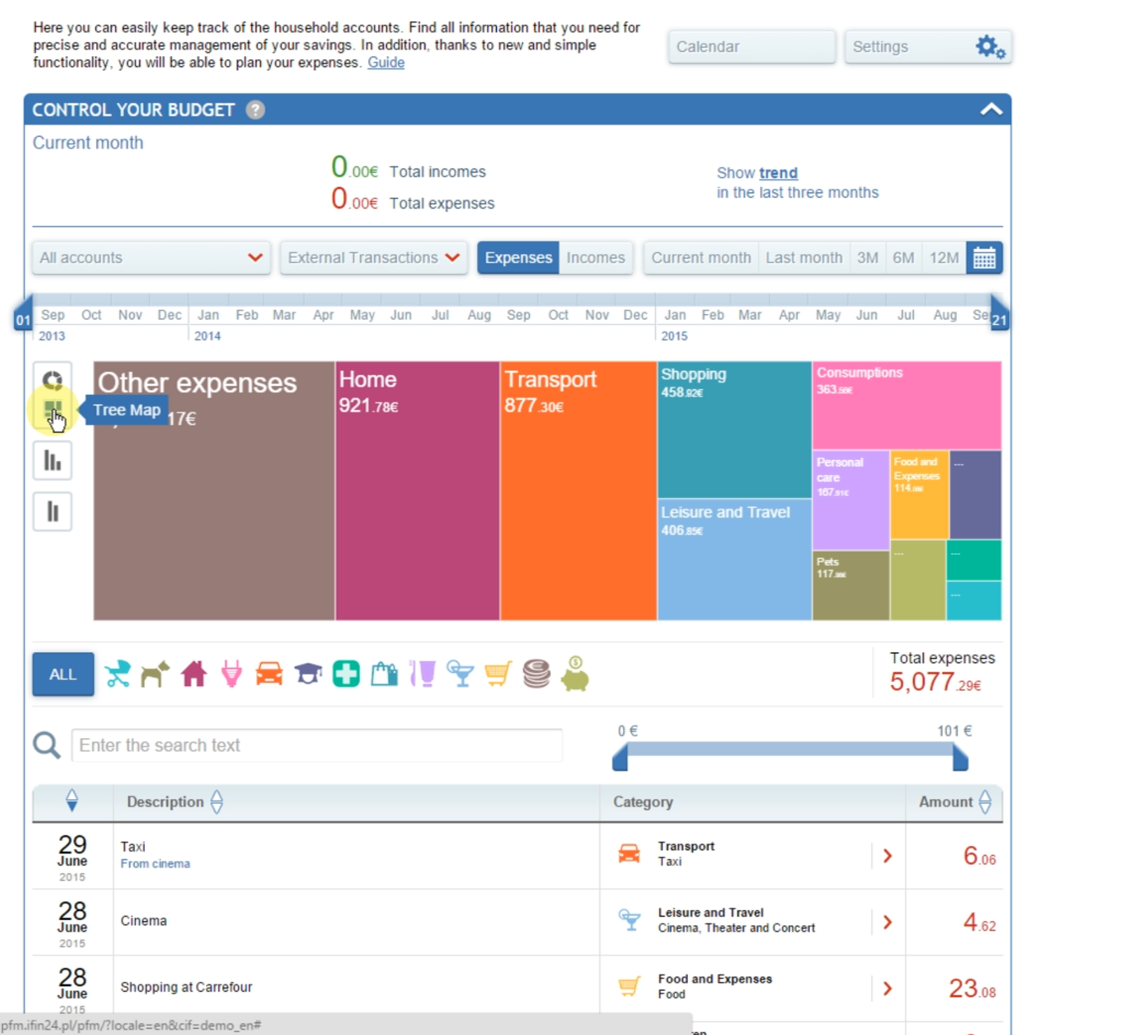 Comarch Personal Finance Management screen 1