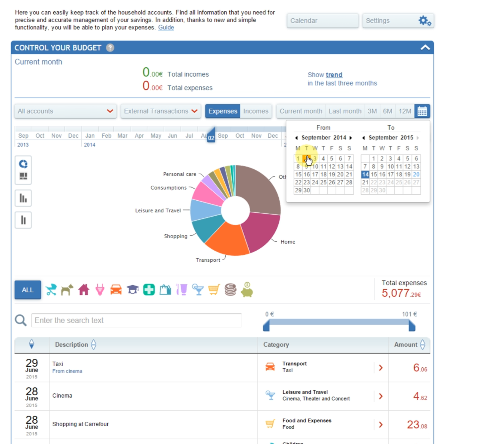 Comarch Personal Finance Management screen 2